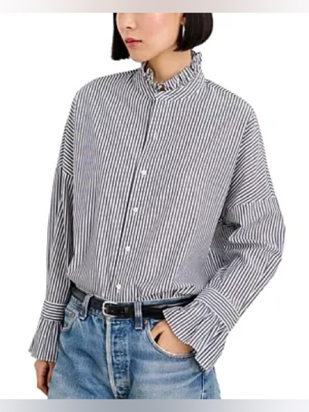 Alex Mill  cotton easy ruffle Button-Down Shirt
